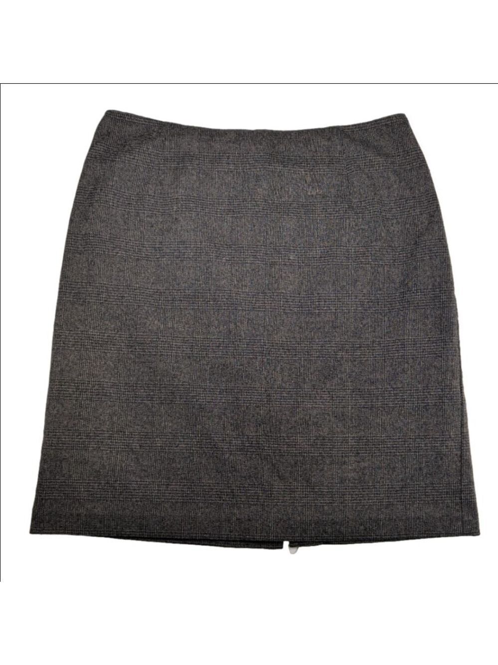 Women's ALIA Gray Brown Plaid Pencil Skirt Size 14